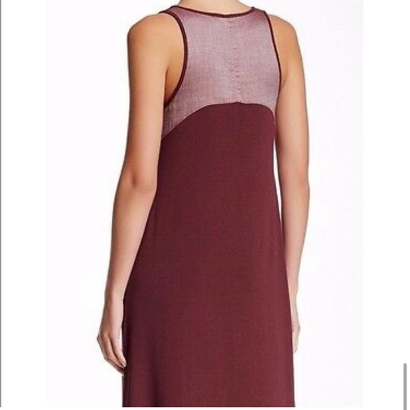 VINCE Maxi Dress Black Cherry w Chambray Racerback - Picture 3 of 3